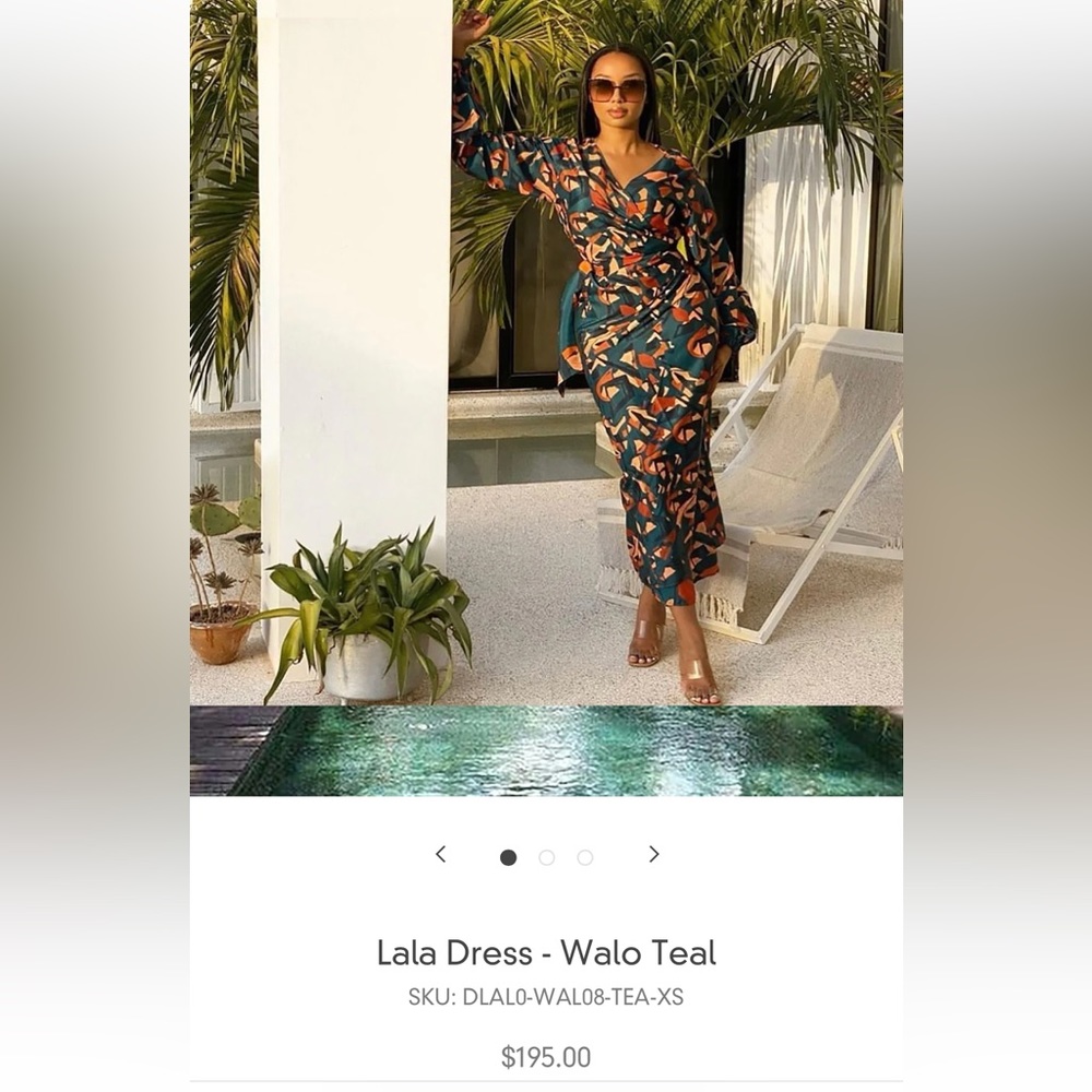 Diarrablu Lala Dress - Walo Teal size Small